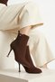 Durel Embroidery Detailed Buckle Women's Classic Thin Heeled Boots Brown