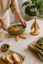 Wooden Color 2-Piece Bamboo Trivet Set with Stand, Folding Heat-Resistant Pot and Pan Mat - 4