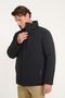 Men's Black Standard Fit Regular Cut Stand Collar Zippered Fleto Pocket Coat - 2