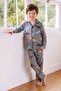 Dinosaur Patterned Buttoned Boys' 2-Piece Pajama Set