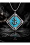 Stainless Steel Sailor Marine Anchor Necklace with Turquoise Stone Detail - 2