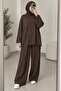 Isiklet Yaka Basic Double Set Bitter Brown