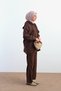 Women's Hooded Suit with Front Zipper and Elastic Waist, Brown - 4