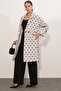 9104 Double-Breasted Collared Lined Trench Coat - Ecru