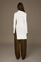 Yaleni Women's Stand Collar Long Sleeve Slit Ecru Blouse - 6
