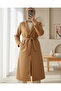 9118 Double Breasted Lapel Cashmere Coat - Mustard - 2