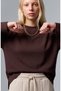 Women's 100% Cotton Crew Neck Oversize Fit Long Sleeve Coffee T-Shirt - 8