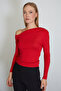 Asymmetric Collar Off-The-Shoulder Slim Fit Blouse - 7
