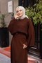 Women's Hijab Hair Braided Top and Bottom Knitwear Set, Stylish Combination with Buttoned Front and Plain Skirt - 6