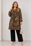 Women's Patterned Plus Size Viscose Cotton Tunic with Elastic Sleeves