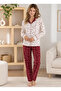Women's Long Sleeve Front Buttoned Floral Patterned Winter Pajama Set - 2