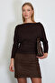 Bat Sleeve Boat Neck Gathered Modal Blouse
