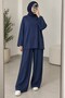 Isiklet Yaka Basic Two-Piece Set Navy Blue - 2