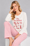 Women's Breakfast Club Printed Pink Wide-Leg Cotton Pajama Set