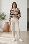 Women's Striped Polo Collar Knit Sweater - 3