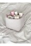 Beige Striped Multi-Purpose Fabric Organizer Basket – Makeup Organizer, Skincare, Bathroom and Room Organization Basket – 16X16 cm - 2