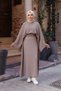 Women's Hijab Hair Braided Top and Bottom Knitwear Set, Stylish Combination with Buttoned Front and Plain Skirt - 6