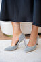Arteus Stone Detailed Women's Heeled Shoes - Silver - 5