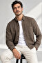 Men's Brown Winter Shirt Wide Cut Single Pocket Collar Buttoned - 3