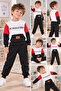 Boy's Printed 2-Piece Tracksuit Set – Black White Red - 2