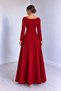 Women's Collared Long Sleeve Double Breasted Waist-Slit Long Crepe Evening Dress, Special Occasion, Graduation, Wedding-Invitations - 3