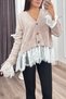 Women's Winter Mink Skirt and Cardigan with Lace Sleeves 20304 - 3