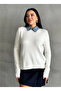 Bone Color Polo Collar Sweater with Accessories - 2Y241145 - 4