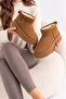 Women's Tan Suede Wool Inside Thick Sole Boots - 3