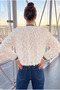 Women's New Season, White, Rose Süzüneli, Zippered Jacket Coat - 4