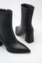 Women's Black Pointed Toe Thick Heel Boots