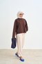 Women's Crew Neck Sweatshirt Brown - 3