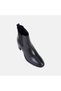 Women's Black Thick Heeled Leather Chelsea Boots - 7