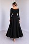Women's Collared Long Sleeve Double Breasted Waist-Slit Long Crepe Evening Dress, Special Occasion, Graduation, Wedding-Invitations - 3