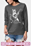 Sarman Rock Anthracite Relax Fit Standard Size Long Sleeve Women's Combed Cotton