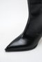 Women's Black Pointed Toe Thin Heel Boots - 8