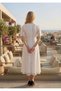 White Lace Midi Trendy Balloon Sleeve Dress - 5