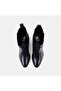 Women's Black Leather Boots with Thick Heels and Buckle Accessories - 6