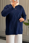 44060 - Stylish Comfortable Casual Beard Poliamid Basic Long Knit Sweater - 4