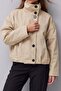 Women's Beige Stand Collar Lined Regular Fit Jacket Alc-X15886 - 5