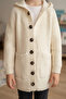 Girl's Hooded Seamless Long Buttoned Knitwear Cardigan with Pockets - 2