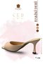 Genuine Leather Women's Slippers - 7 cm Heeled Genuine Leather Women's Slippers Nut - 4