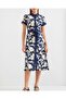2455 Patterned Shirt Dress - Navy Blue