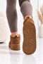 Women's Tan Suede Wool Inside Thick Sole Boots - 4