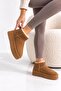 Women's Tan Suede Wool Inside Thick Sole Boots - 2