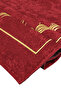 Burgundy Tulip Pattern Embroidered Velvet Prayer Rug - 2