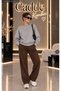 Women's Sweatpants - Wide Leg High Waist Knitted Bottoms with Pockets