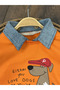 Polo Collar Cute Dog Printed Detachable Collar Lycra Jeans Pants 3-Piece Baby Boy/Child Set - 4