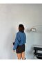 Blue Belt Detailed Zippered Denim Jacket - 6
