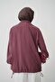 Women's Oversized Jacket with Drawstring Sleeves and Pockets - 4