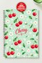 Cherry Design Themed Set of 4 A5 Metal Spiral Bound 2 Pcs. Striped- 2 Pcs. Checkered Cardboard Cover Cherry Design Themed 4-Piece Notebook Set - 3